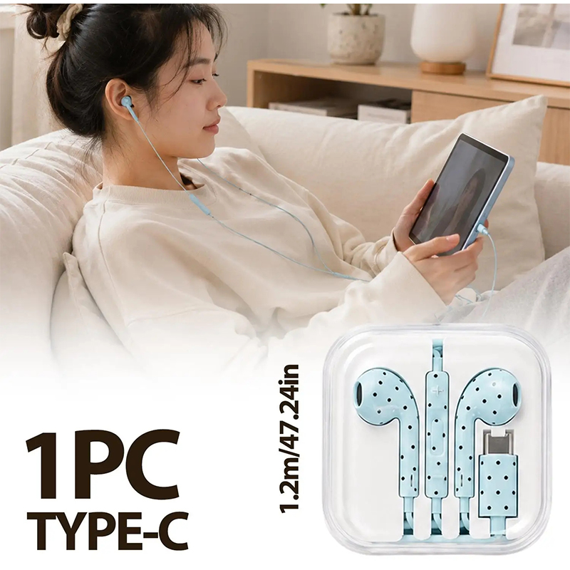 Wired Earphone Mic - In-ear Earphone With Polka Dot Star