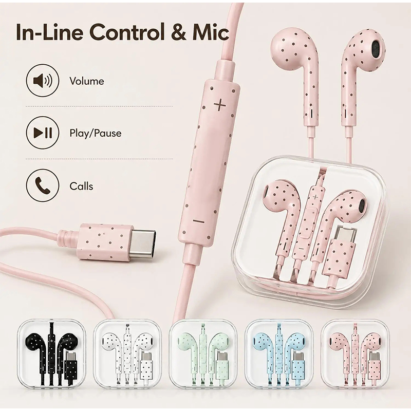 In-ear Earphone With Polka Dot - Wired Earphone Mic recension och pris