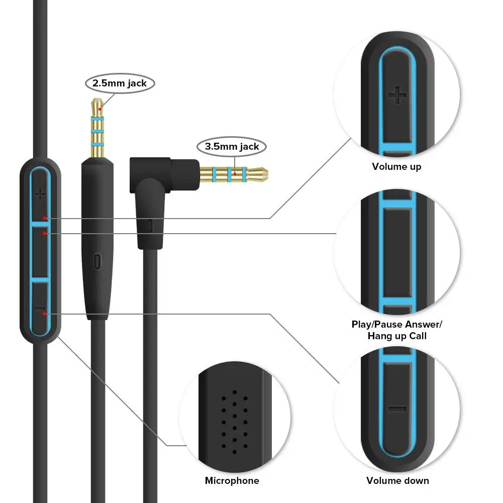 2.5mm to 3.5mm Audio Cable For - Wired Earphone Mic recension och pris